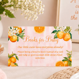 Citrus Orange Böcker för Baby Girl baby shower Tilläggskort
