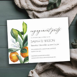 Citrus Orange Botanical Boho Förlovning Inbjudan