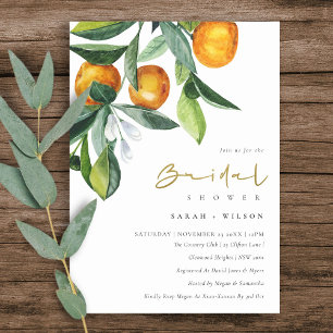 Citrus Orange Botanical Boho Möhippa Inbjudan