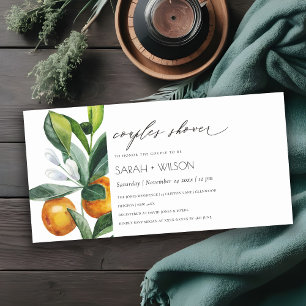 Citrus Orange Botanical Boho Par Shower Inbjudan