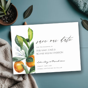 Citrus Orange Botanical Boho Spara datum Inbjudan