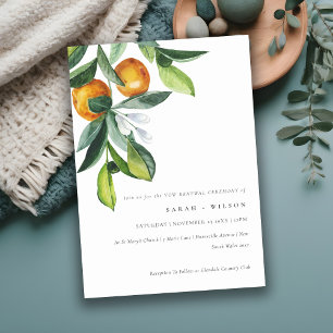 Citrus Orange Botanical Boho Vow Renewal Inbjudan