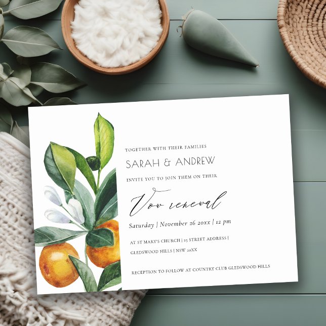 Citrus Orange Botanical Boho Vow Renewal Inbjudan (Skapare uppladdad)