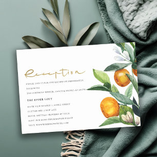 Citrus Orange Botanical Boho Wedding Reception Tilläggskort
