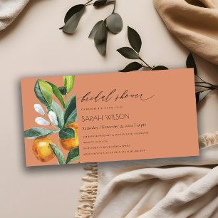 Citrus Orange Botanical Rust Möhippa Inbjudan