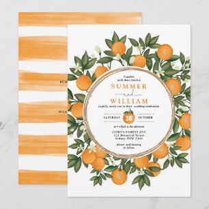 Citrus Orange Botanical Tangerine Greenery Bröllop Inbjudningar