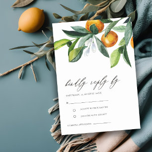 Citrus Orange Botanisk Boho Bröllop RSVP Tilläggskort