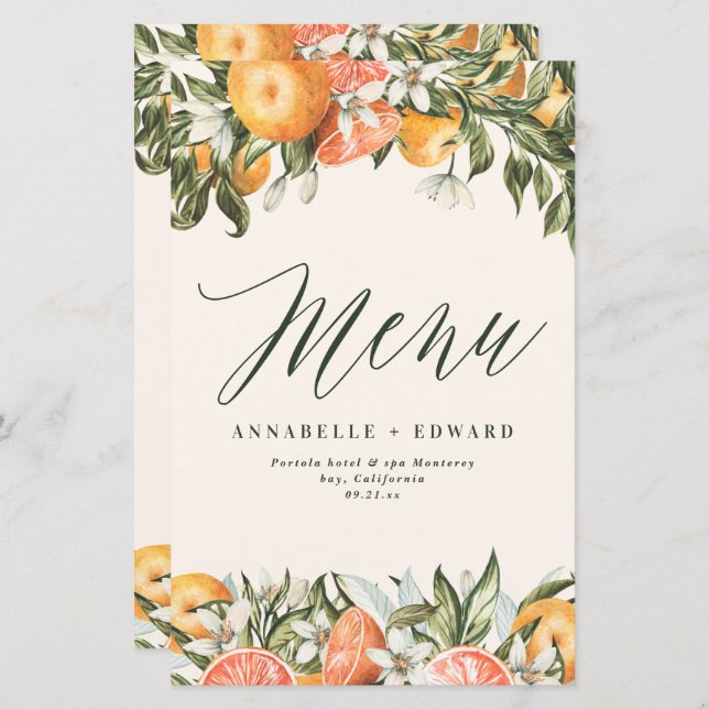 Citrus orange botanisk modern rustika (Fram/baksida)