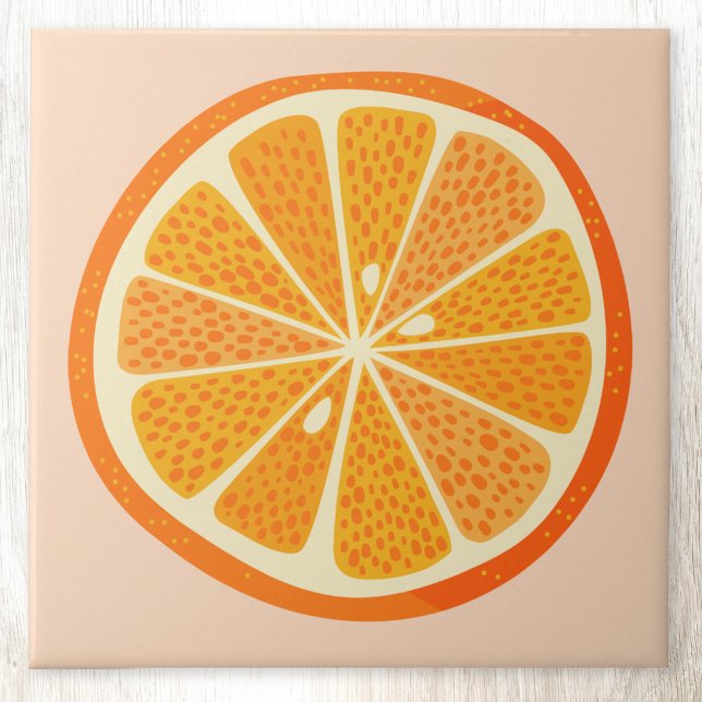 Citrus Orange Fruit Kakelplatta (Fun citrus orange slice ceramic tile)