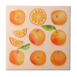Citrus Orange Fruit Kakelplatta<br><div class="desc">Zingy citrusfrukter av orange med  rosa. Perfekt för mat och vem som helst som kokar kärlek. Originalkonst av Nic Squirrell.</div>