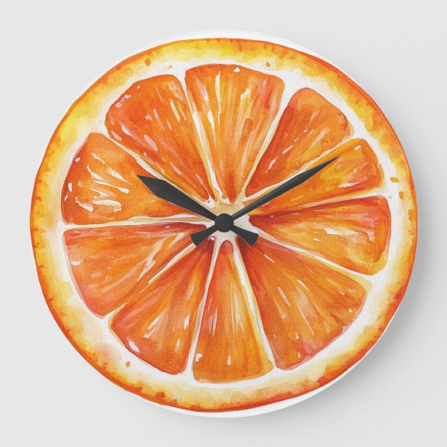 Citrus Orange Fruit Slice Round Clock Stor Klocka (Framsida)