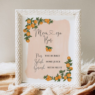 Citrus Orange Greenery Cutie Momosa Pub Sign Poster