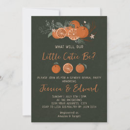 Citrus Orange Grönt Little Cutie Gender Reveal Inbjudningar
