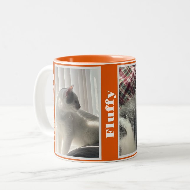 Citrus Orange Husdjursfoton och namn  Två-Tonad Mugg (Framsida vänster)