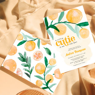 Citrus Orange Little Cutie Baby Shower Inbjudningar