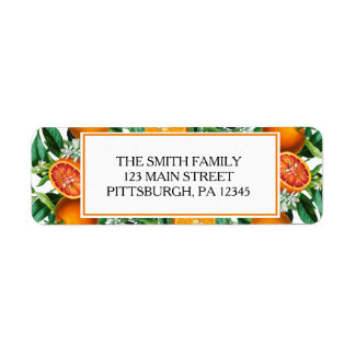 Citrus Orange Löv Framework Return-adressetikett Returadress Etikett