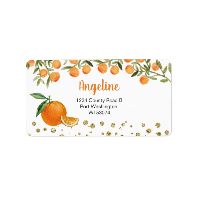 Citrus Orange Modern Address Label Adressetikett (Framsidan)