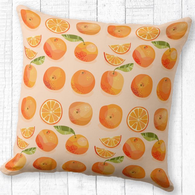 Citrus Orange Mönster Kudde (Citrus oranges pattern throw pillow)