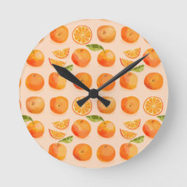 Citrus Orange Mönster Rund Klocka