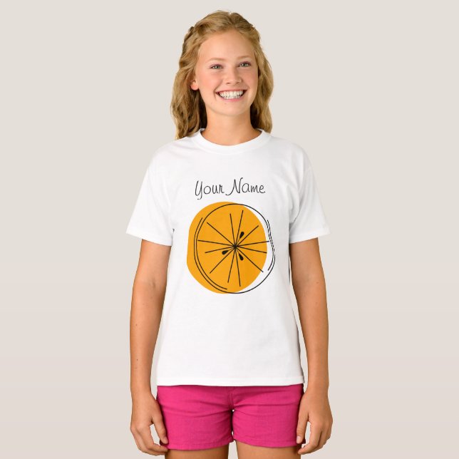 Citrus Orange Namn flickors t-shirt (Hel framsida)