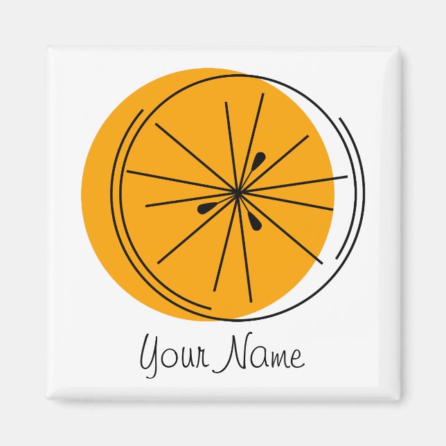 Citrus Orange Namn magnet square (Framsidan)