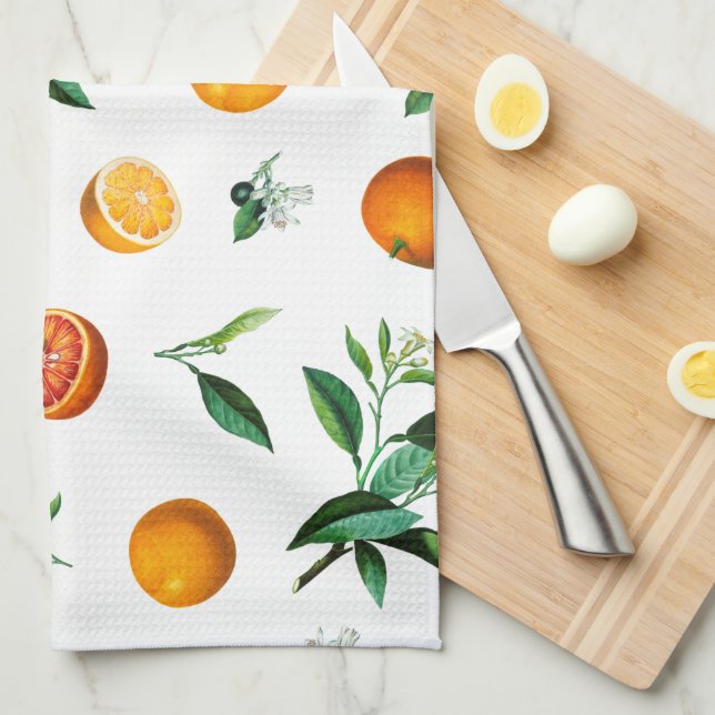 Citrus Orange och blad köksduk Kökshandduk (Vikt i Fjärdedel)