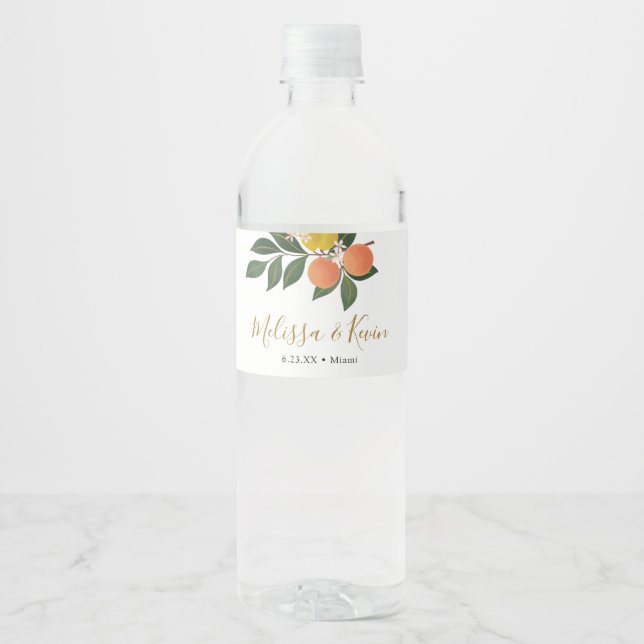 Citrus Orange och citroner Vattenflaskor Etikett (Framsida)