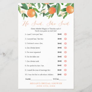 Citrus Orange Par Shower sa att hon sa att spel Flygblad