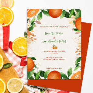 Citrus Orange Rustic Fall Wedding bjudande Vykort