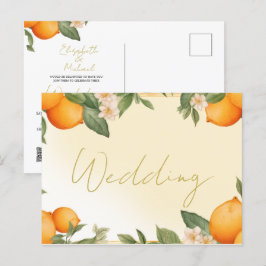 Citrus Orange Sommarbröllop Vykort