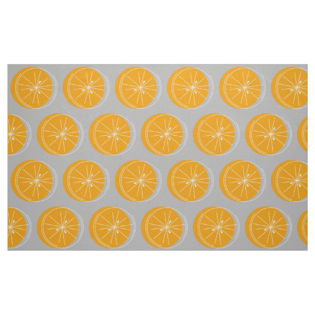 Citrus Orange Vit grått för stora tryckerier Tyg (Fat Quarter)