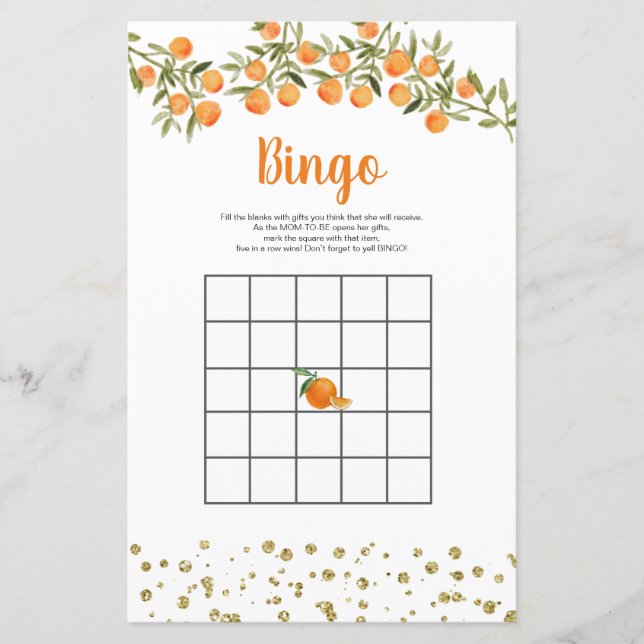 Citrus Orange Watercolor Bingo Game (Framsida)