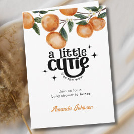 Citrus Orange Watercolor Little Cutie Baby Shower Inbjudan