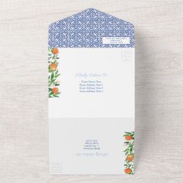 Citrus Oranges Antique Blue White Tiles Bröllop Al