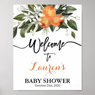 Citrus Oranges Baby Shower-välkomsttecken Poster