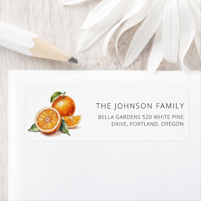 Citrus Oranges Fruits Baby Shower Returadress Returadress Etikett (Insitu)