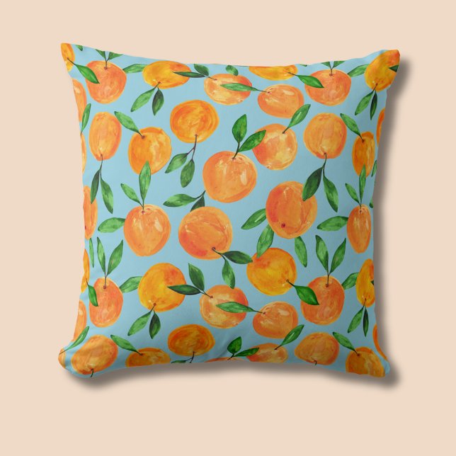 Citrus oranges Frukt mönster Kudde (Summer fruit citrus orange pattern throw pillow cushion)