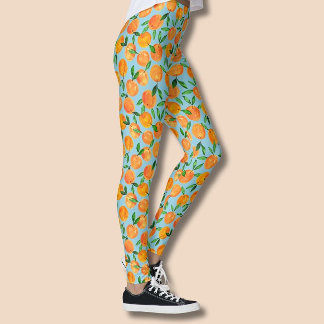 Citrus oranges Frukt mönster Leggings (Oranges citrus fruit patterned summer leggings)