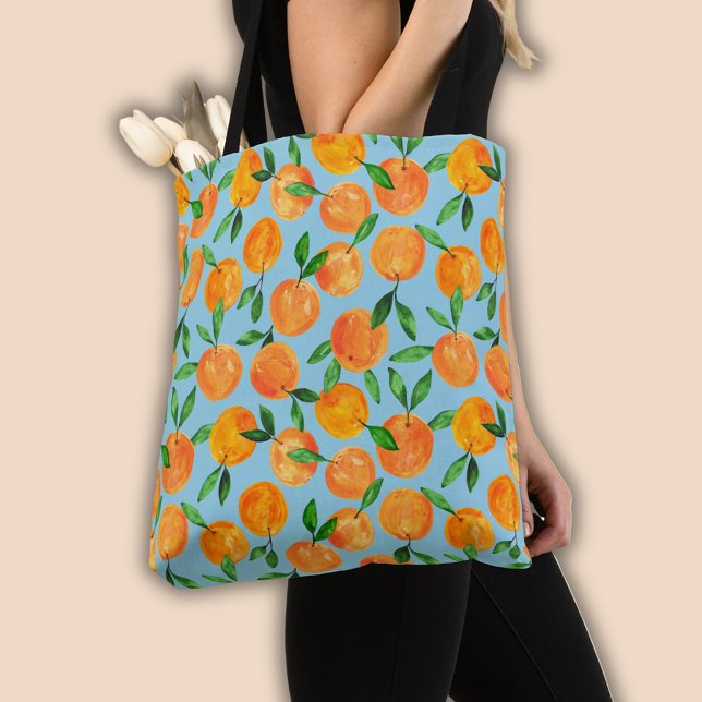 Citrus oranges Frukt mönster Tygkasse (Summer fruit, citrus orange fruit pattern tote bag)