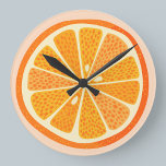Citrus Oranges Fun Rund Klocka<br><div class="desc">Fun orange citrus fruit on a blush pink background.
Original art by Nic Squirrell.</div>