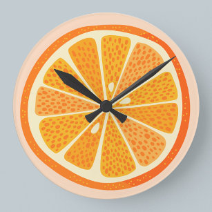 Citrus Oranges Fun Rund Klocka