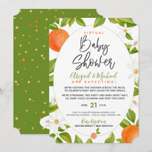 Citrus Oranges Gender-Neutralt Virtuell babystövel Inbjudningar