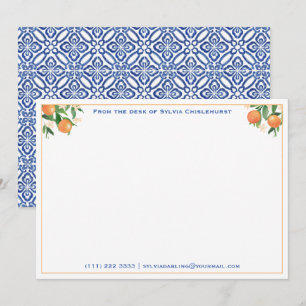 Citrus Oranges italiensk Blue Tiles Möhippa Th Tack Kort