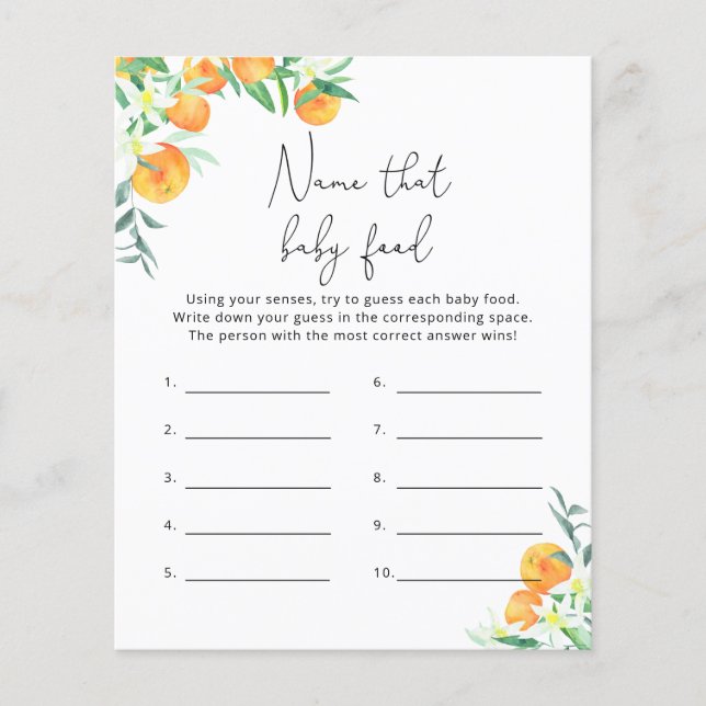 Citrus oranges - Namn som baby Matduschspel (Framsida)