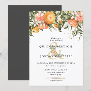 Citrus Orchard Boho Botanical Wedding bjudande Inbjudningar