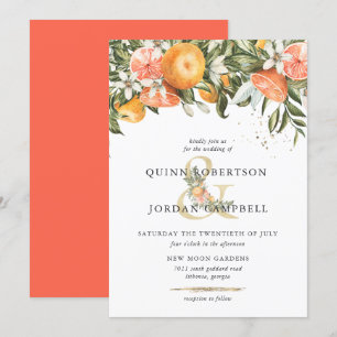 Citrus Orchard Boho Botanical Wedding bjudande Inbjudningar