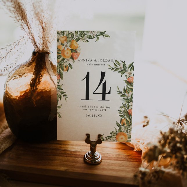 Citrus Orchard Boho botaniskt Bordsnummer Card (Skapare uppladdad)