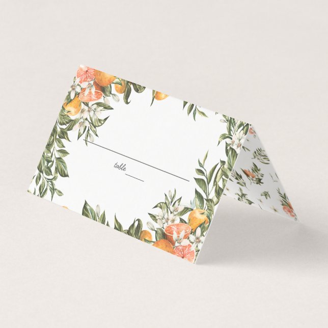 Citrus Orchard Boho Greenery Bröllop-platskort Visitkort (Framsida)