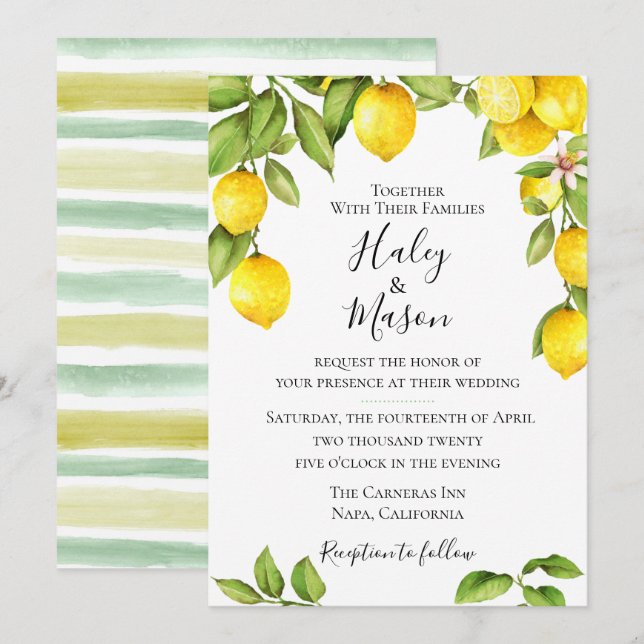 Citrus Orchard bröllopsinbjudan Inbjudningar (Fram/baksida)