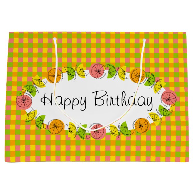 Citrus Oval Check Grattis på födelsedagen stor (Framsidan)